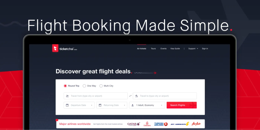 TicketChai-Flight-Booking-Header